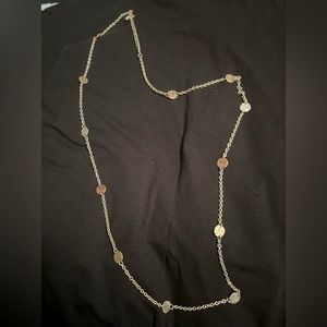40” total length necklace with mixed metal accents